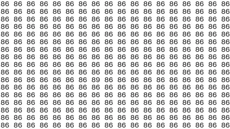 Observation Skill Test: If you have Hawk Eyes Find the number 89 among 86 in 10 Seconds?