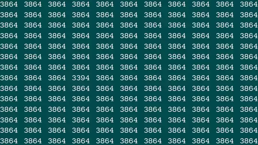 Observation Skills Test: If you have Eagle Eyes Find the number 3394 among 3864 in 6 Seconds?