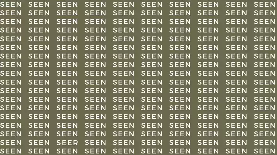 Optical Illusion Brain Challenge: If you have Hawk Eyes find the Word Seer among Seen in 12 Secs