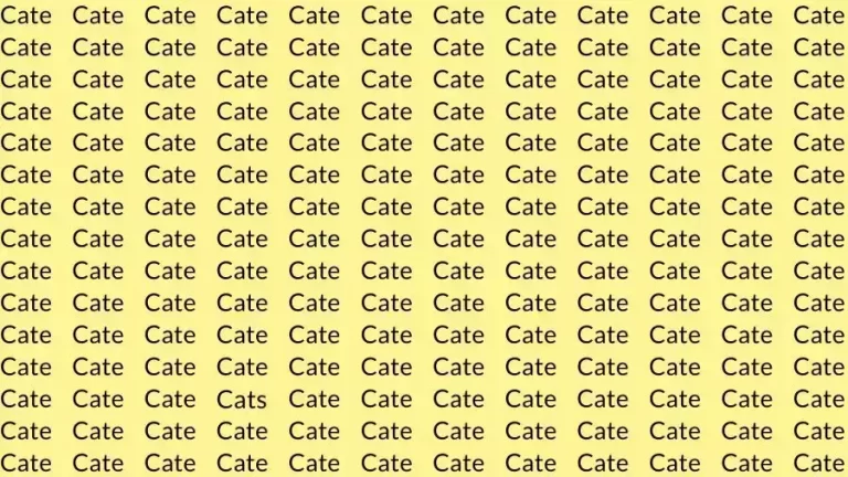 Optical Illusion Brain Test: If you have Sharp Eyes find the Word Cats among Cate in 15 Secs