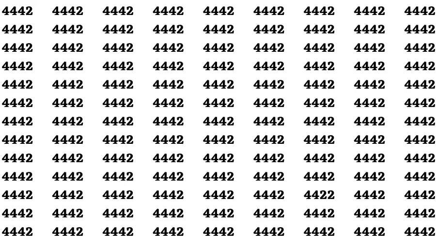 Observation Brain Challenge: If you have Hawk Eyes Find the Number 4422 among 4442 in 15 Secs