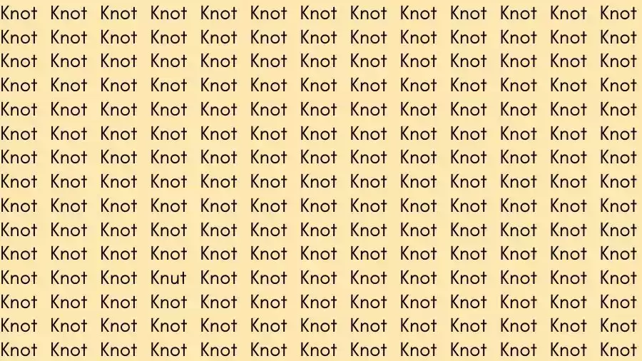 Observation Skill Test: If you have Eagle Eyes find the Word Knut among Knot in 12 Secs