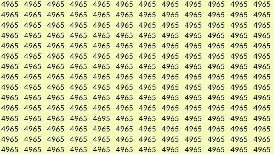 Optical Illusion Brain Test: If you have Hawk Eyes Find the number 4695 among 4965 in 10 Seconds?