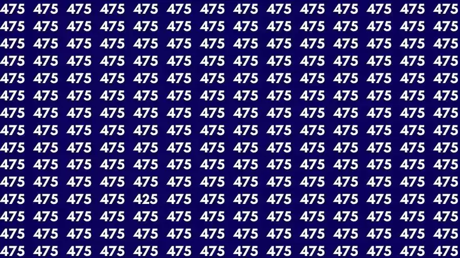Optical Illusion Brain Challenge: If you have Eagle Eyes Find the number 425 among 475 in 12 Seconds?