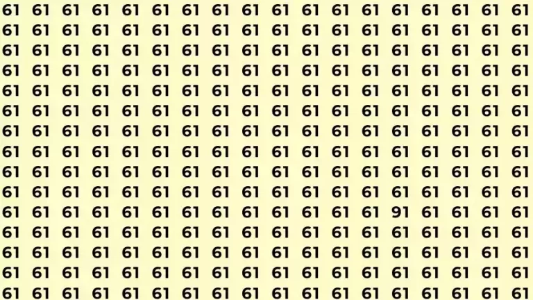 Observation Skill Test: If you have Hawk Eyes Find the number 91 among 61 in 10 Seconds?