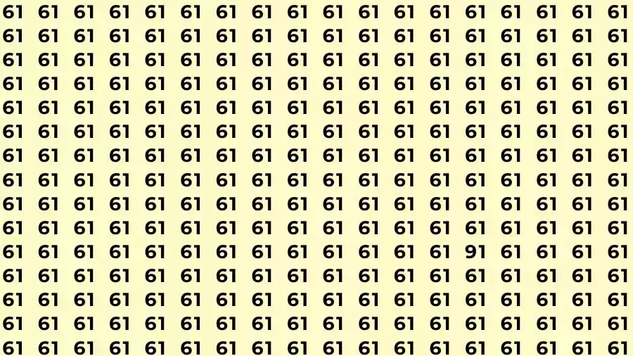 Observation Skill Test: If you have Hawk Eyes Find the number 91 among 61 in 10 Seconds?