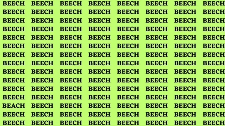 Observation Brain Challenge: If you have Eagle Eyes Find the word Beach among Beech in 12 Secs