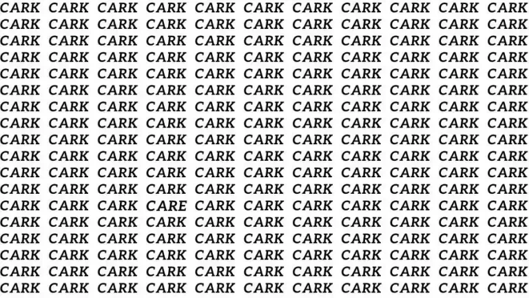 Optical Illusion Brain Challenge: If you have Hawk Eyes find the Word Care among Cark in 15 Secs