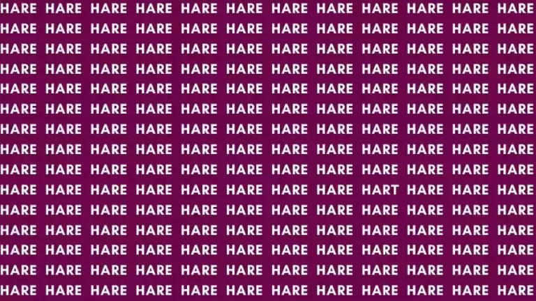 Optical Illusion Brain Test: If you have Sharp Eyes find the Word Hart among Hare in 12 Secs