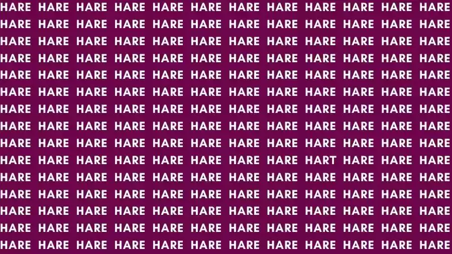 Optical Illusion Brain Test: If you have Sharp Eyes find the Word Hart among Hare in 12 Secs