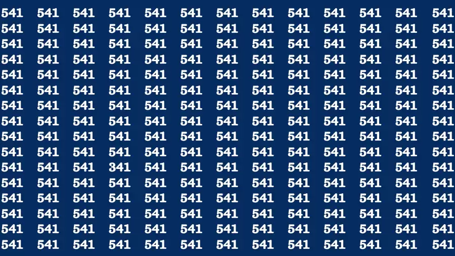 Observation Brain Test: If you have 50/50 Vision Find the Number 341 among 541 in 15 Secs