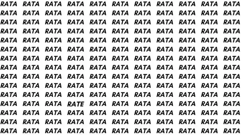 Observation Skill Test: If you have Sharp Eyes find the Word Rate among Rata in 10 Secs