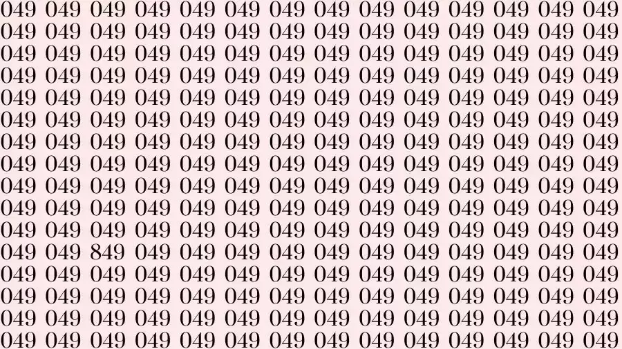 Optical Illusion Brain Test: If you have Sharp Eyes Find the number 849 among 049 in 12 Seconds?