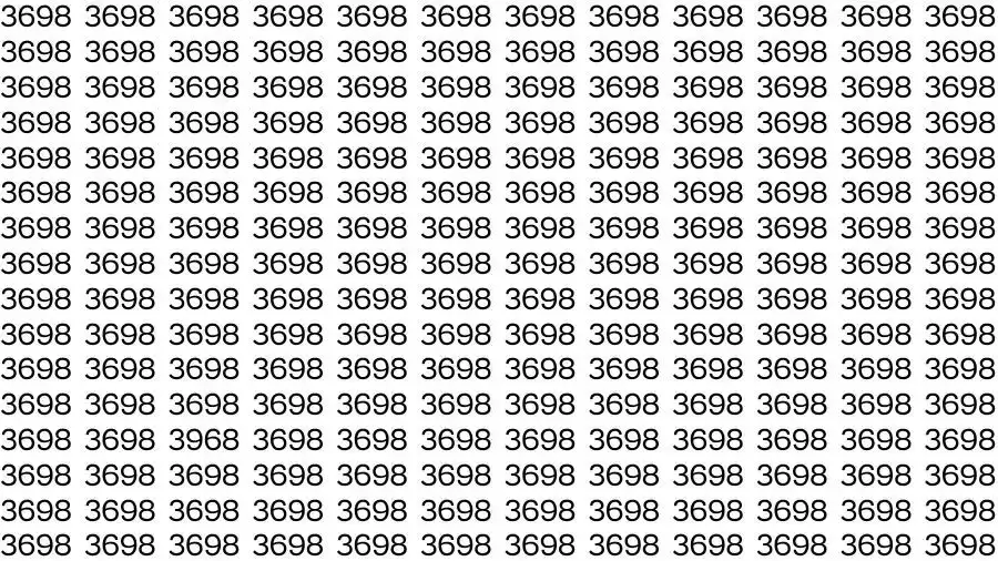 Observation Skills Test: If you have Eagle Eyes Find the number 3968 among 3698 in 16 Seconds?