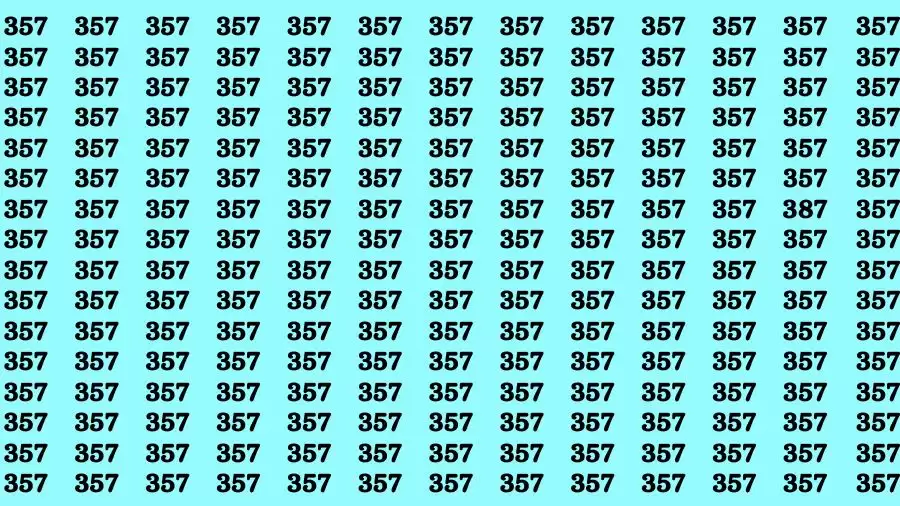 Observation Brain Test: If you have Sharp Eyes Find the number 387 in 20 Secs