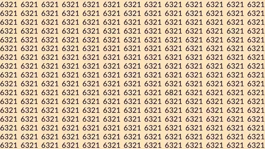 Optical Illusion Brain Test: If you have Eagle Eyes Find the number 6821 among 6321 in 12 Seconds?