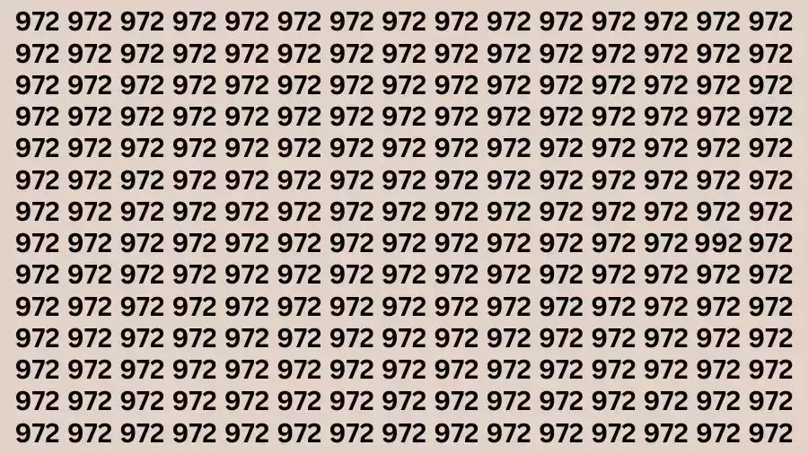 Observation Brain Test: If you have Sharp Eyes Find the Number 992 among 972 in 10 Secs