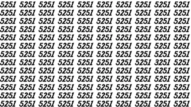 Optical Illusion Brain Test: If you have Hawk Eyes Find the Number 3251 among 5251 in 15 Secs