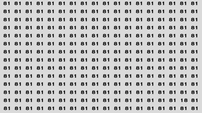 Observation Brain Test: If you have Eagle Eyes Find the number 18 among 81 in 12 Secs