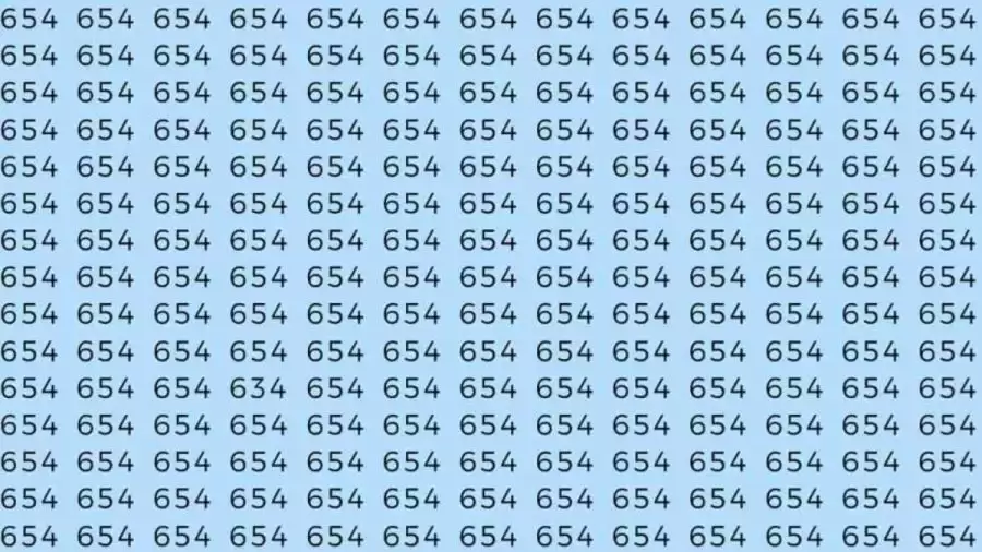 Optical Illusion: If you have Eagle Eyes Find the number 634 among 654 in 8 Seconds?