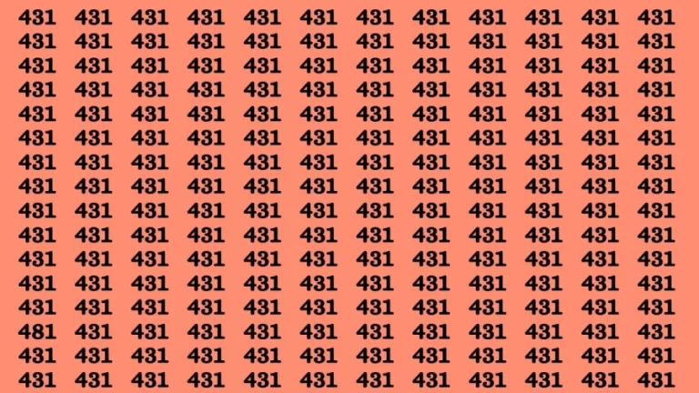 Observation Brain Test: If you have Sharp Eyes Find the number 481 among 431 in 20 Secs