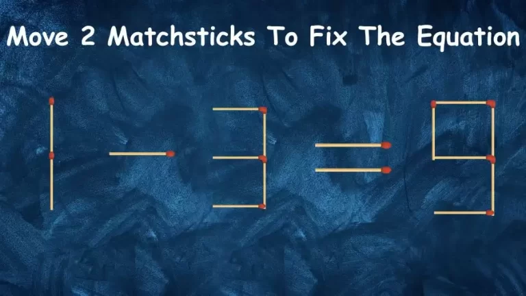 Brain Teaser: 1-3=9 Move 2 Matchsticks To Fix The Equation | Matchsticks Puzzle