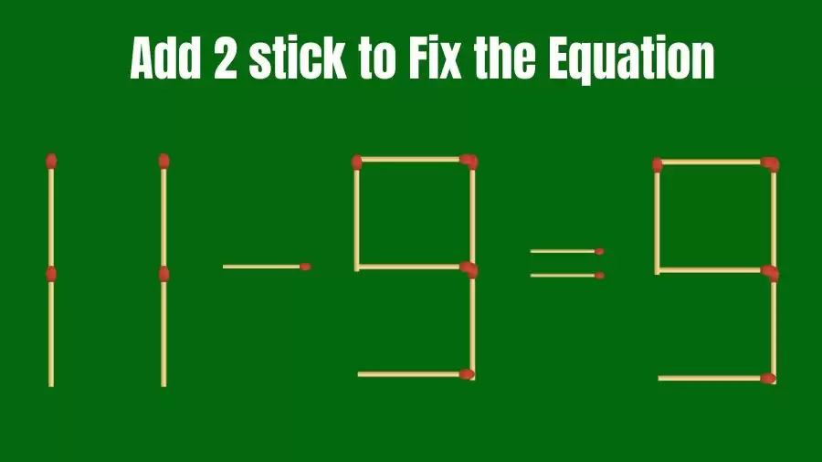 Brain Teaser: 11-9=9 Add 2 Matchsticks to Fix the Equation