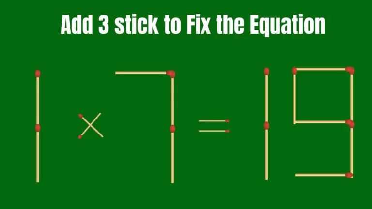 Brain Teaser: 1×7=19 Add 3 Matchsticks to Fix the Equation | Matchsticks Puzzle