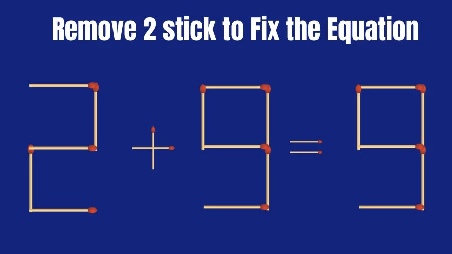 Brain Teaser: 2+9=9 Remove 2 Matchsticks to Fix the Equation