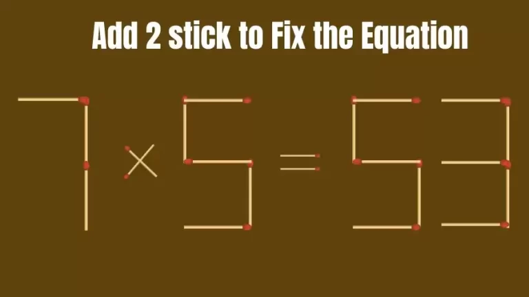 Brain Teaser: 7×5=53 Add 2 Matchsticks to Fix the Equation | Matchsticks Puzzle