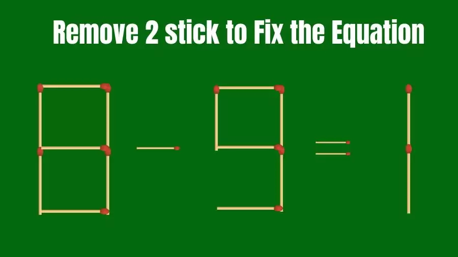 Brain Teaser: 8-9=1 Remove 2 Matchsticks to Fix the Equation