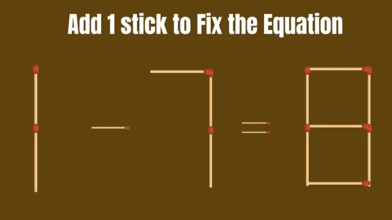 Brain Teaser: Add 1 Stick to Fix the Equation | Matchstick Riddles