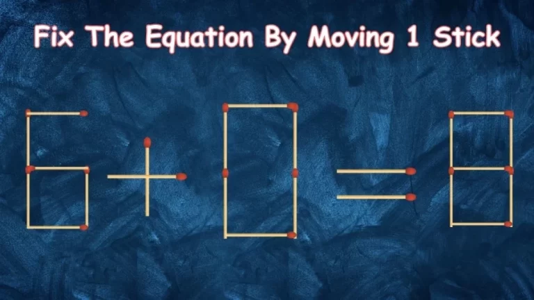 Brain Teaser Matchstick Puzzle: 6+0=8 Fix The Equation By Moving 1 Stick