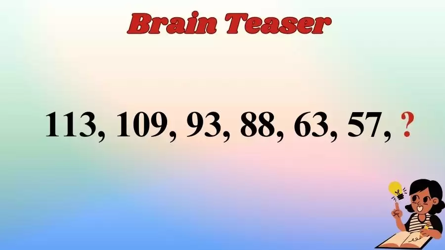 Brain Teaser Maths Puzzle: 113, 109, 93, 88, 63, 57, ? What Comes Next?