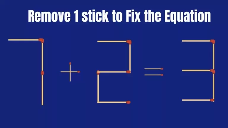 Brain Teaser: Remove Just 1 Stick to Fix the Equation | Matchstick Puzzle