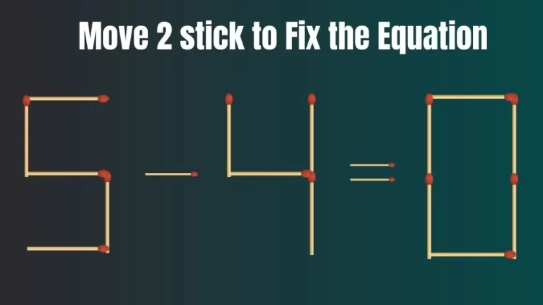 Brain Teaser for IQ Test: 5-4=0 Fix The Equation By Moving 2 Sticks | Matchstick Puzzle