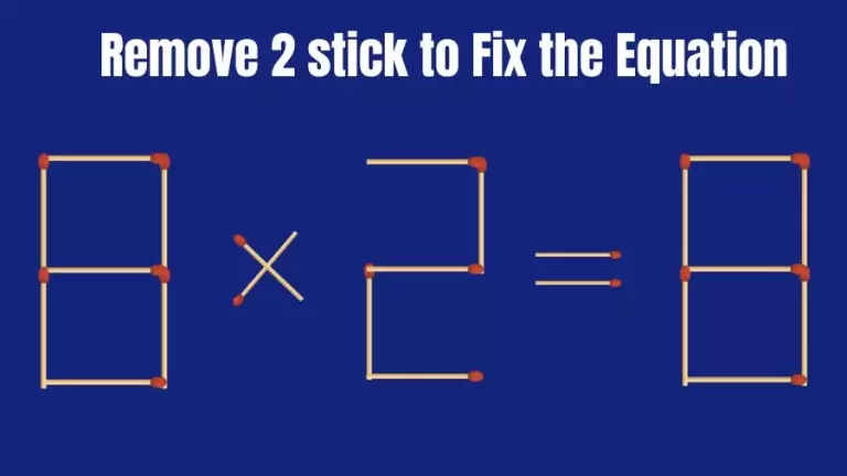 Matchstick Brain Teaser: 8×2=8 Remove 2 Matchsticks to Fix the Equation | Matchsticks Puzzle