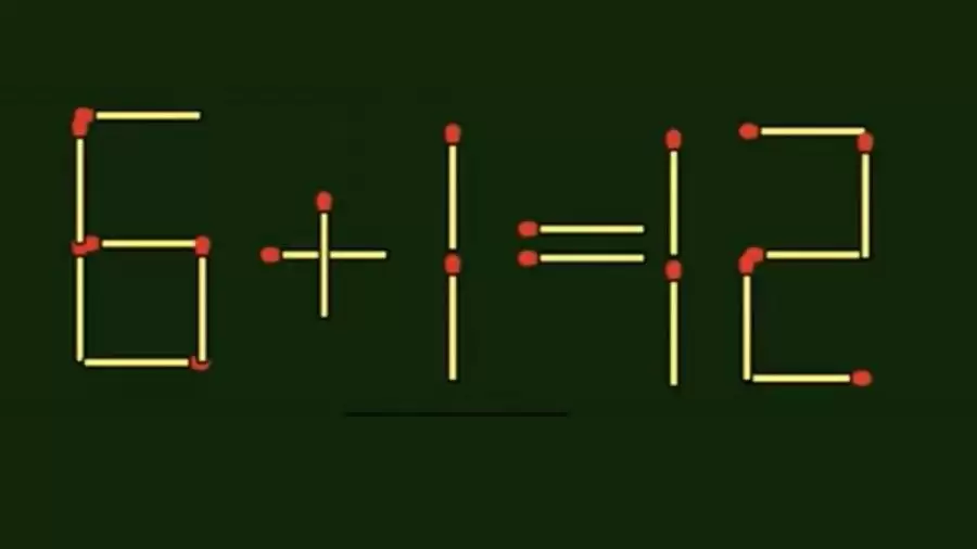 Matchstick Brain Teaser: Fix 6+1=12 By Moving 1 Stick | Matchstick Puzzle