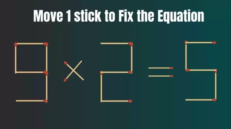 Matchstick Brain Test: Move Only 1 Matchstick to Fix the Equation 9×2=5