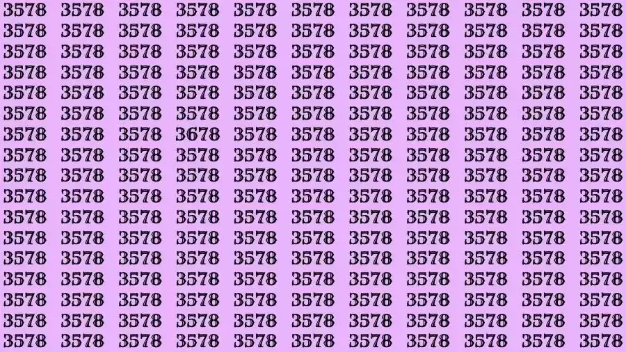 Optical Illusion: If you have Eagle Eyes Find the number 3678 among 3578 in 6 Seconds?