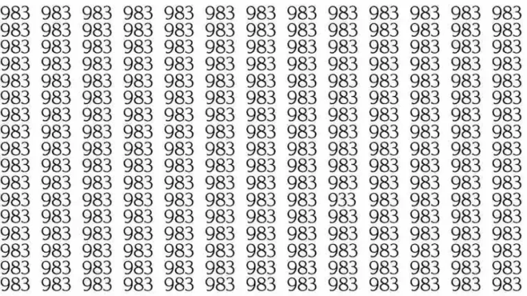 Optical Illusion: If you have hawk eyes find 933 among 983 in 10 Seconds?