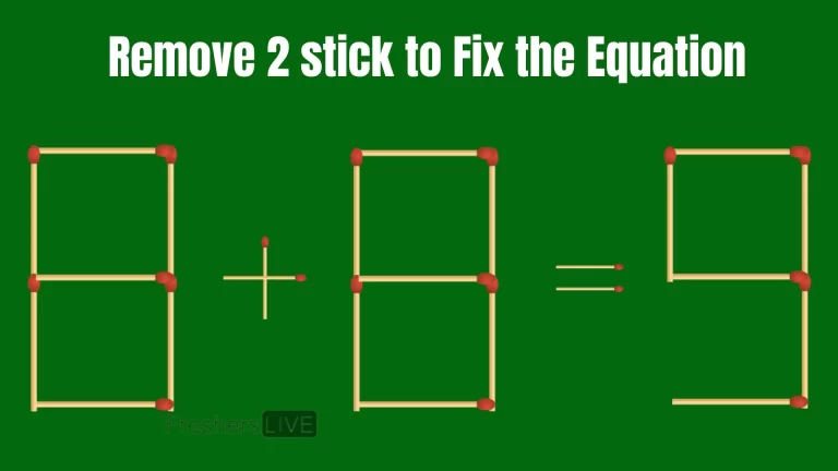 Solve the Puzzle Where 8+8=9 by Removing 2 Sticks to Fix the Equation