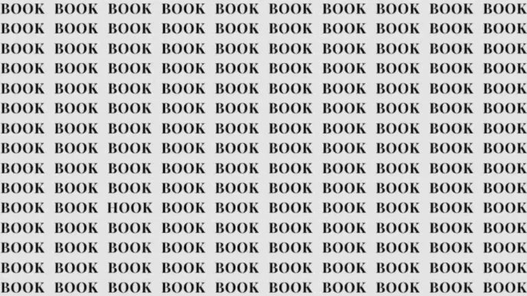 Observation Skill Test: If you have Eagle Eyes find the Word Hook among Book in 15 Secs