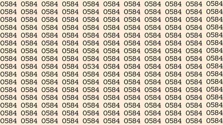 Optical Illusion Brain Test: If you have Sharp Eyes Find the number 0534 among 0584 in 7 Seconds?