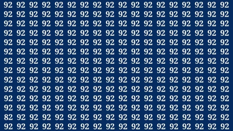 Observation Brain Test: If you have Hawk Eyes Find the Number 82 among 92 in 15 Secs