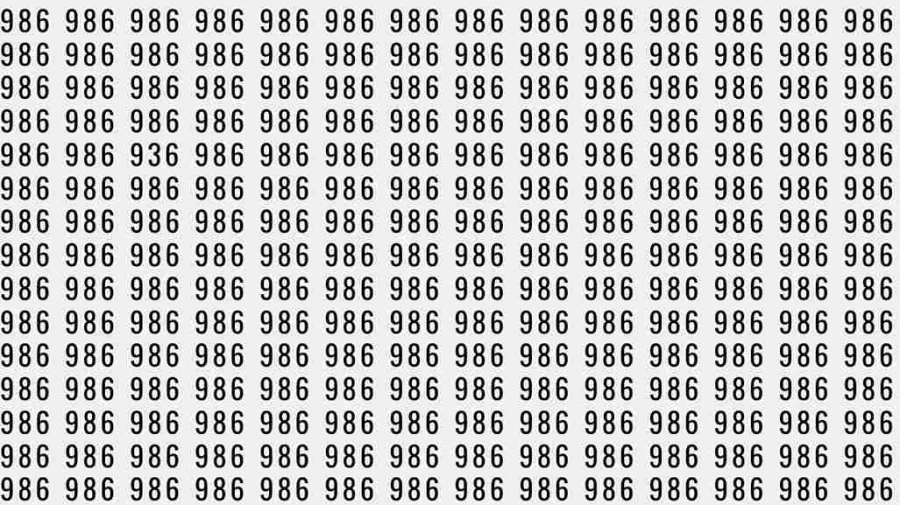 Optical Illusion: If you have Sharp Eyes Find the number 936 among 986 in 7 Seconds?