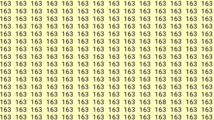 Observation Skills Test: If you have Sharp Eyes Find the number 168 among 163 in 8 Seconds?