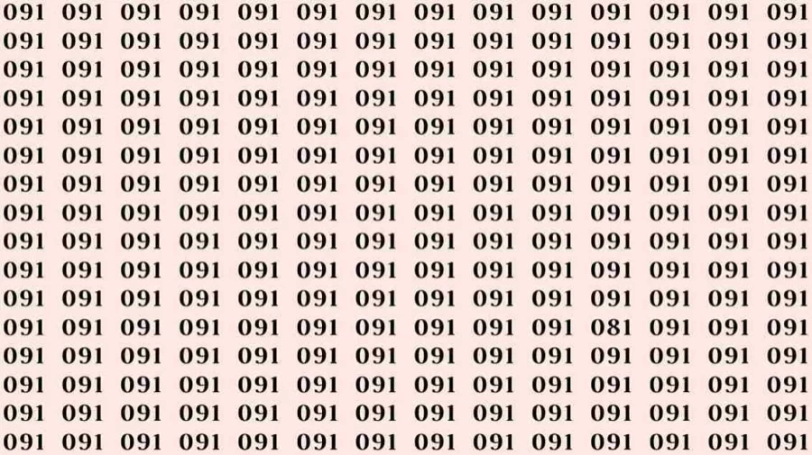 Optical Illusion: If you have Sharp Eyes find the number 081 among 091 in 7 Seconds?