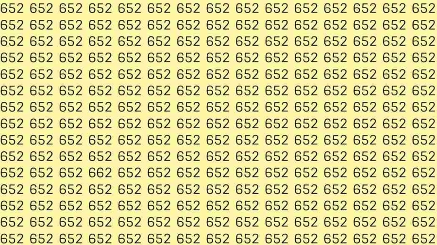 Optical Illusion Test: If you have Eagle Eyes find the number 662 among 652 in 10 Seconds?