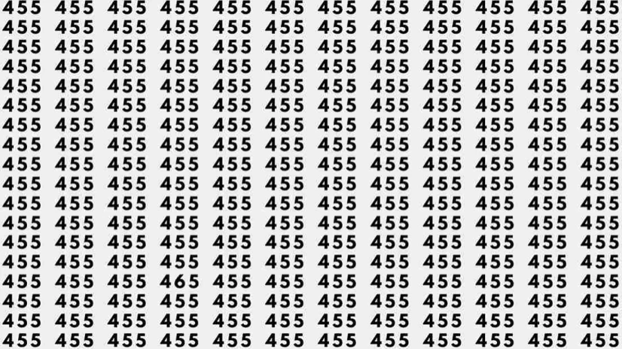 Optical Illusion: If you have Hawk Eyes find the number 465 among 455 in 6 Seconds?